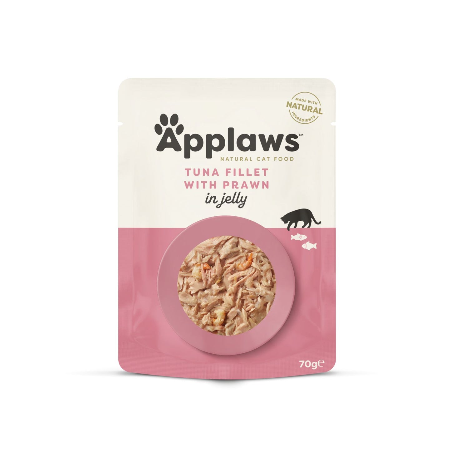 APPLAWS Plic, Hrana Umeda Complementara pentru Pisici Adulte, cu File de Ton si Creveti in Gelatina, 100% Natural, 70g
