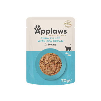 APPLAWS Plic, Hrana Umeda Complementara pentru Pisici Adulte, cu File de Ton si Dorada in Supa, 100% Natural, 70g
