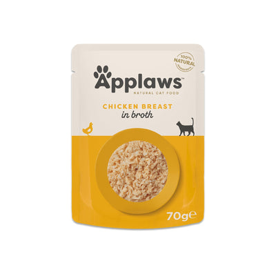 APPLAWS Plic, Hrana Umeda Complementara pentru Pisici Adulte, cu Piept de Pui in Supa, 100% Natural, 70g