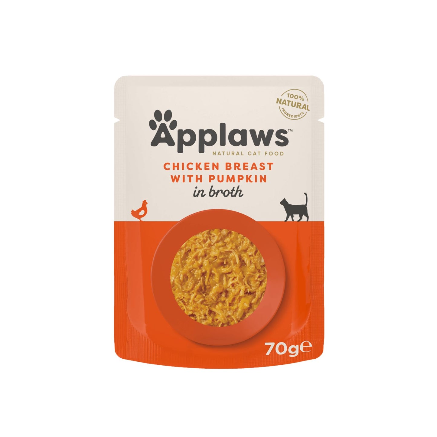 APPLAWS Plic, Hrana Umeda Complementara pentru Pisici Adulte, cu Piept de Pui si Dovleac in Supa, 100% Natural, 70g