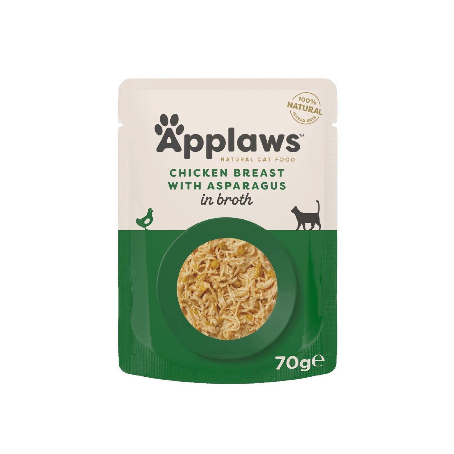 APPLAWS Plic, Hrana Umeda Complementara pentru Pisici Adulte, cu Piept de Pui si Sparanghel in Supa, 100% Natural, 70g