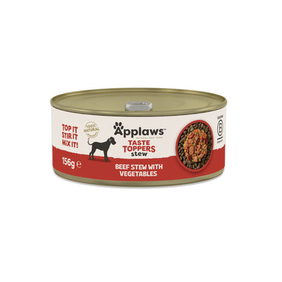 APPLAWS Taste Toppers Conserva, Hrana Umeda Complementara pentru Caini Adulti, Tocana de Vita cu Legume (Beef Stew), Fara Cereale, 100% Natural, 156g