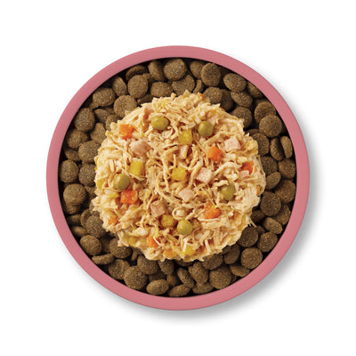 APPLAWS Taste Toppers Conserva, Hrana Umeda Complementara pentru Caini Adulti, cu Piept de Pui, Sunca si Legume in Supa, 100% Natural, 156g