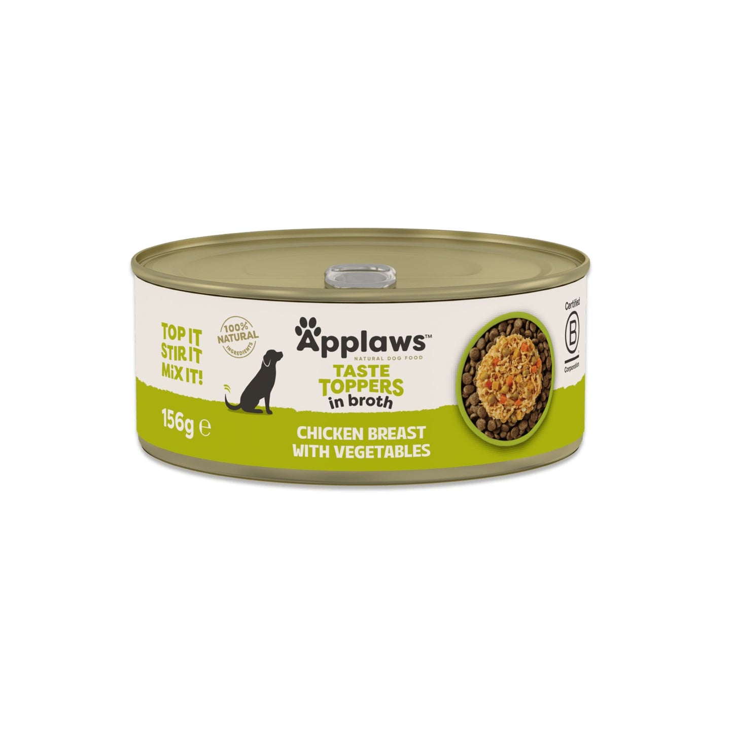 APPLAWS Taste Toppers Conserva, Hrana Umeda Complementara pentru Caini Adulti, cu Piept de Pui si Legume in Supa, 100% Natural, 156g
