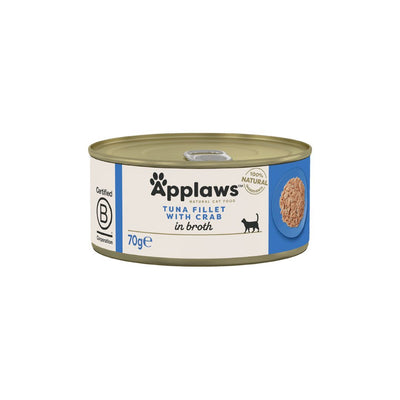 APPLAWS Conserva, Hrana Umeda pentru Pisici, Adult, cu File de Ton si Crab, 100% Natural, 70g