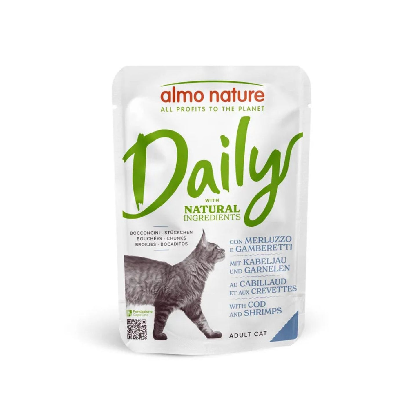 Almo Nature Daily, Hrana Umeda pentru Pisici Adult, cu Cod si Creveti, 70g