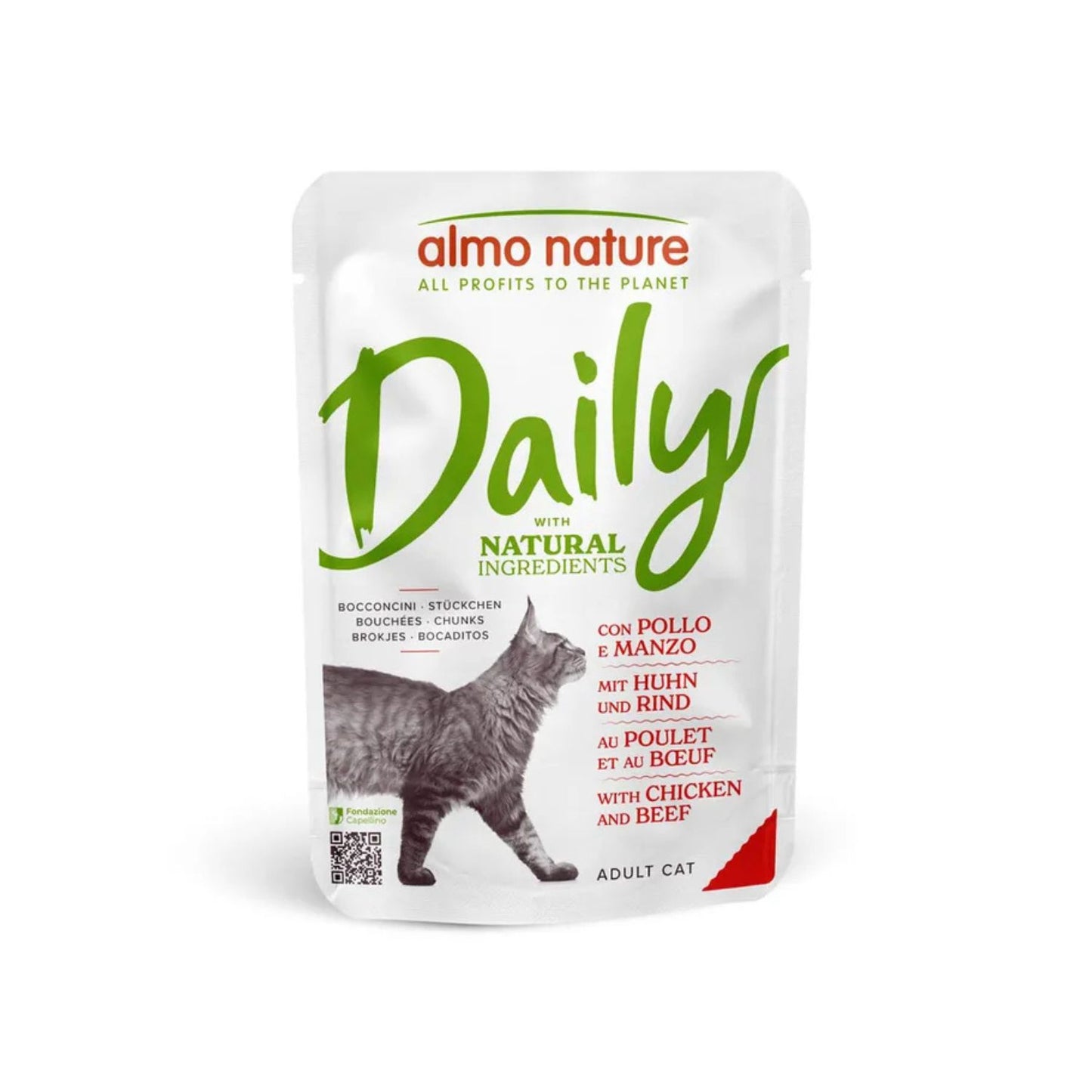 Almo Nature Daily, Hrana Umeda pentru Pisici Adult, cu Pui si Vita, 70g