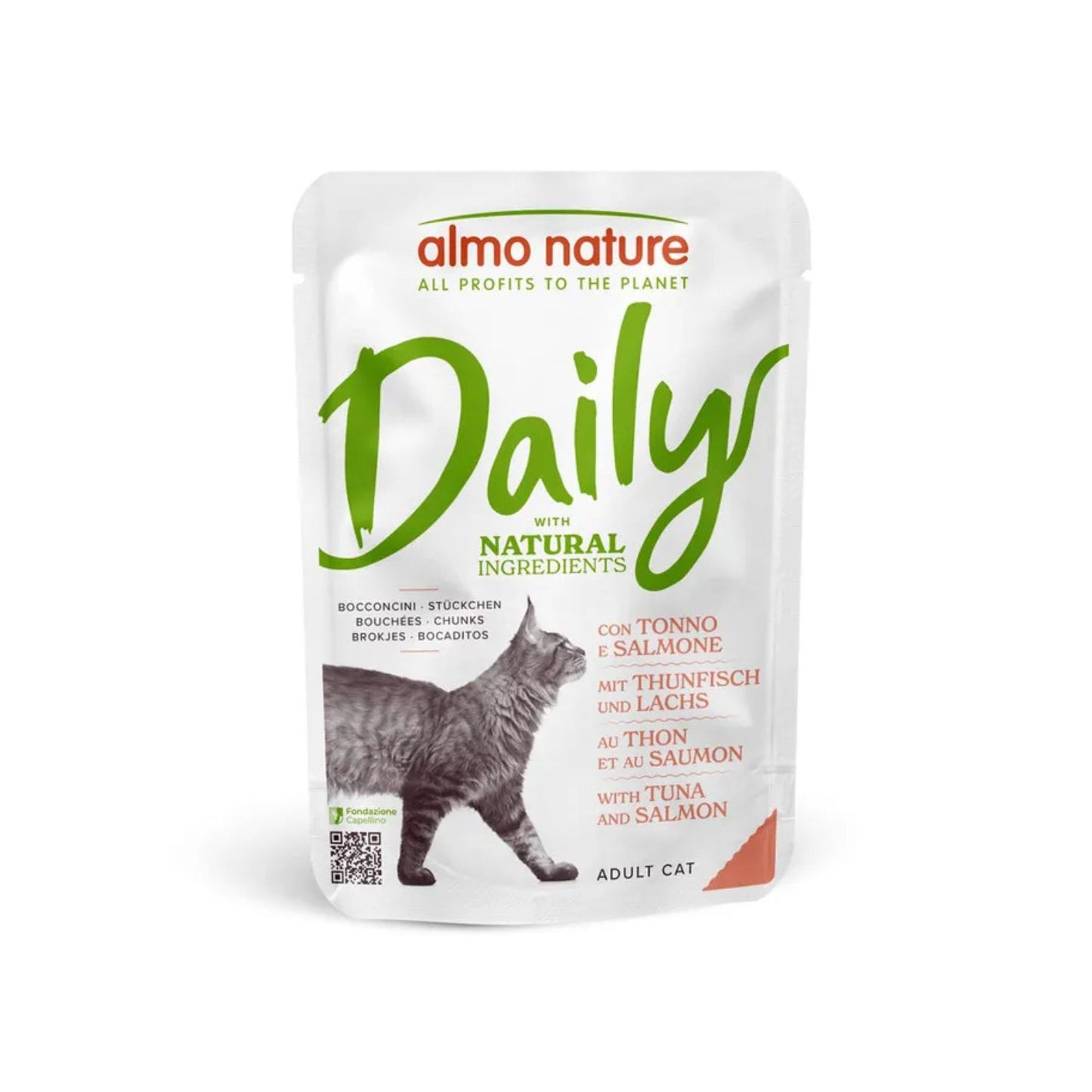 Almo Nature Daily, Hrana Umeda pentru Pisici Adult, cu Ton si Somon, 70g