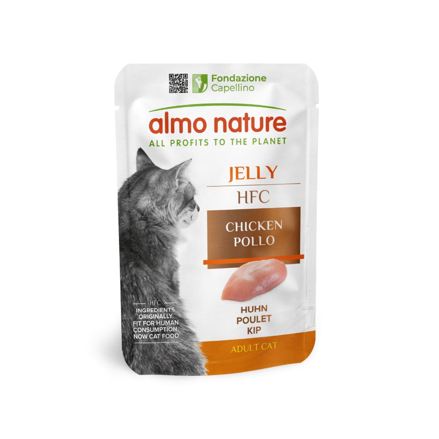 Almo Nature HFC Jelly, Hrana Umeda Complementara pentru Pisici Adult, cu Pui in Jeleu, 55g