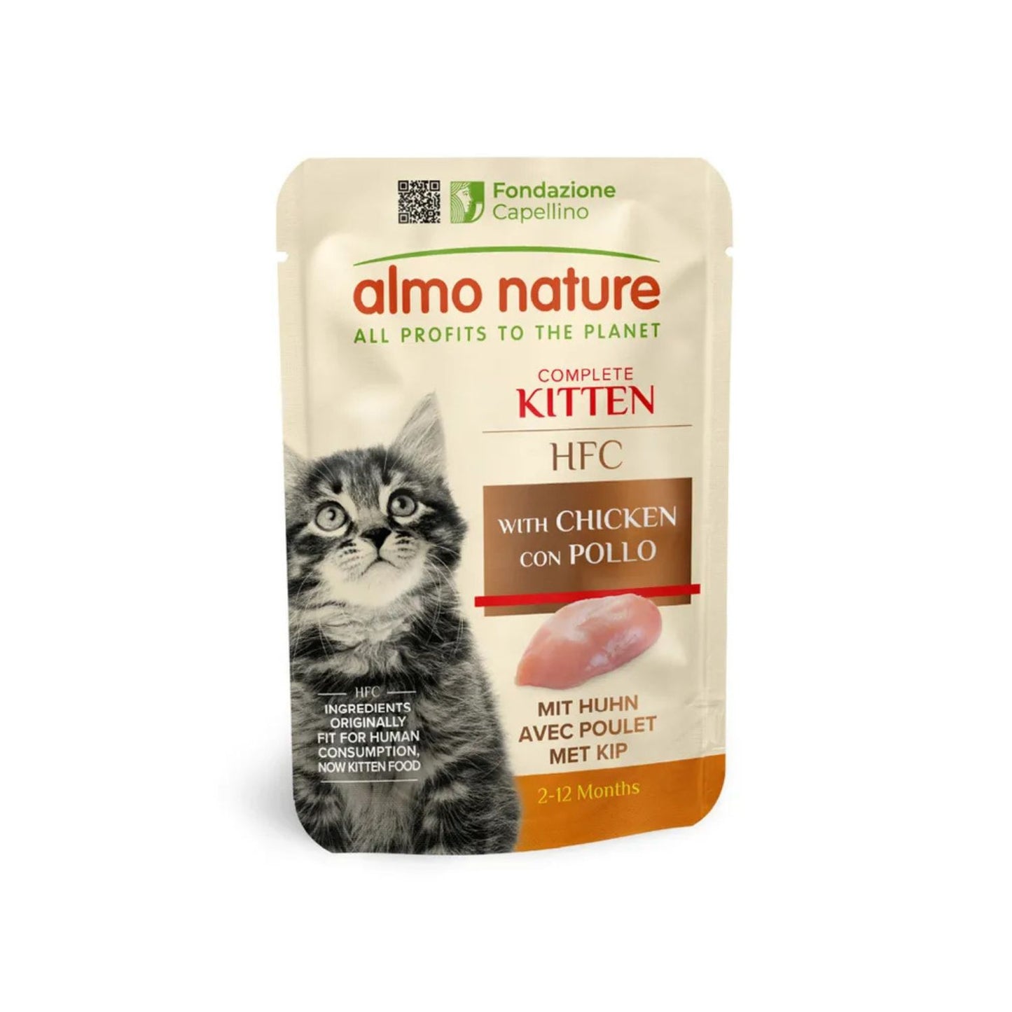 Almo Nature HFC Kitten, Hrana Umeda Completa pentru Pisici Junior, 2-12 Luni, cu Pui, 55g