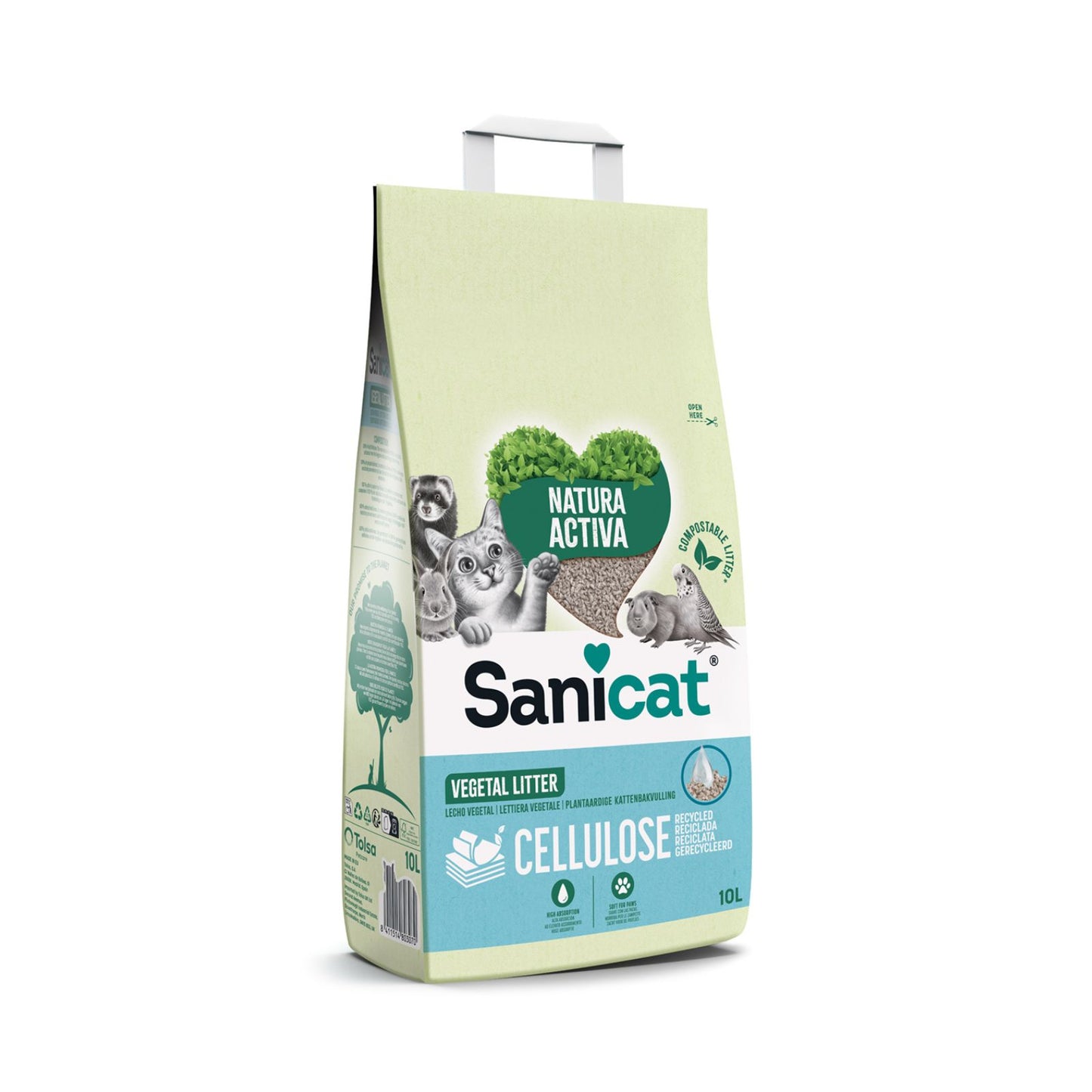 Sanicat Clean & Green, Asternut Ecologic din Hartie (Celuloza) pentru Litiera Pisici, 10L / 20L