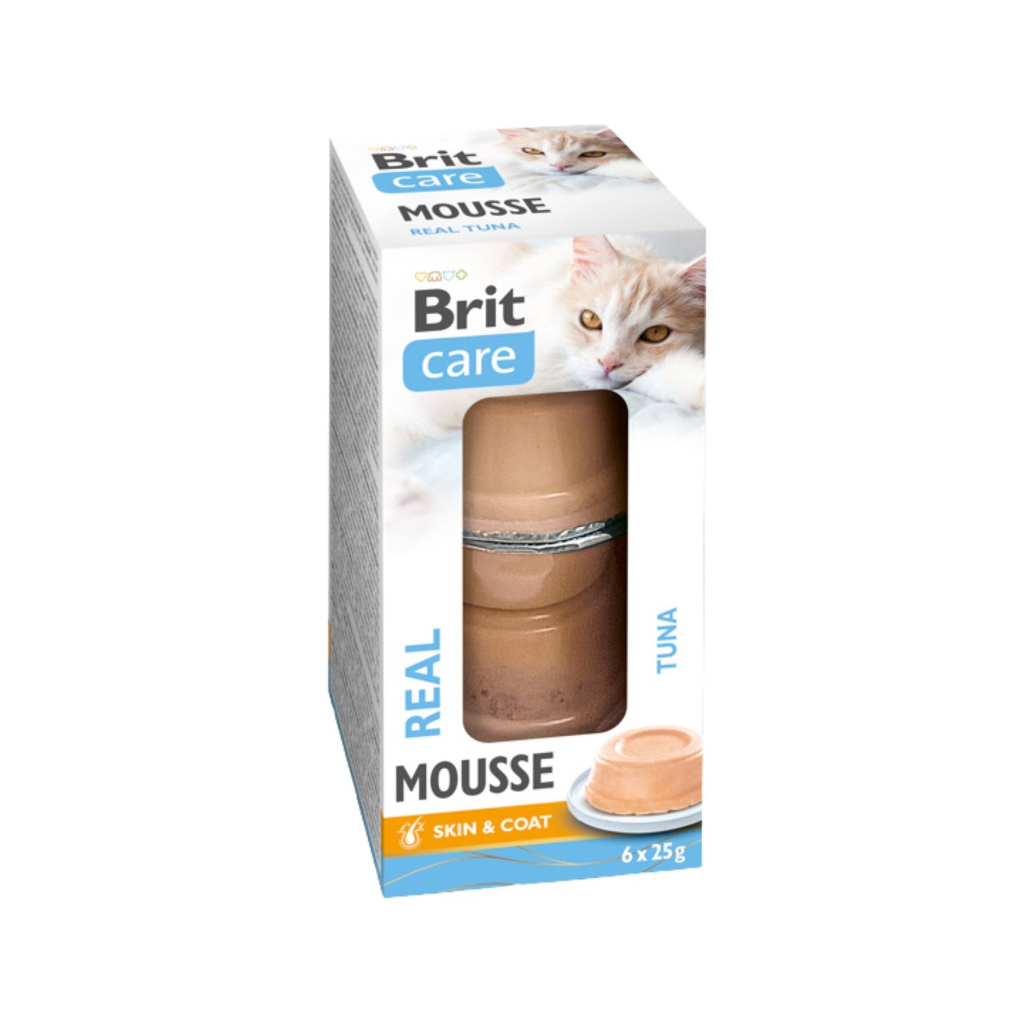 Brit Care Cat Mousse, Hrana Umeda Complementara pentru Pisici, Mousse cu Ton, Fara Cereale, 6x25g