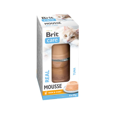 Brit Care Cat Mousse, Hrana Umeda Complementara pentru Pisici, Mousse cu Ton, Fara Cereale, 6x25g