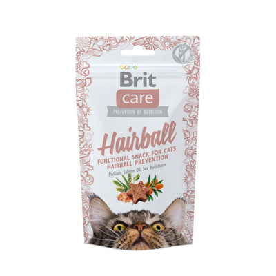 Brit Care Cat Snack Hairball, Recompense pentru Pisici, cu Rata, Psyllium si Catina, Fara Cereale, 50g