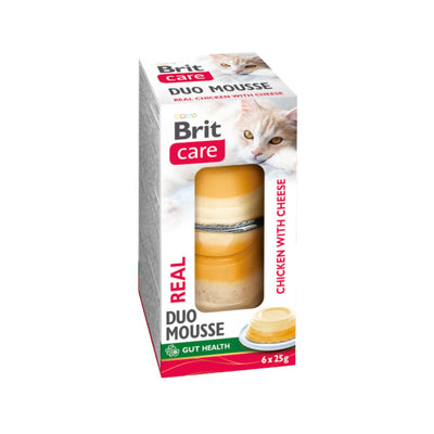 Brit Care Double Layer Mousse, Hrana Umeda Complementara pentru Pisici, cu Pui si Branza, Fara Cereale, 6x25g