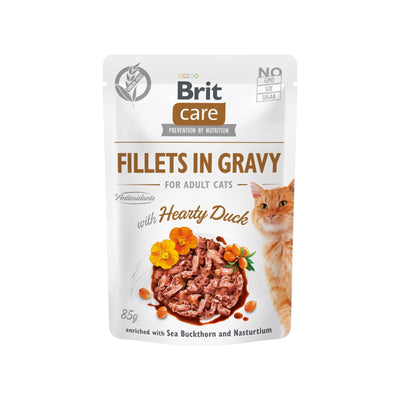 Brit Care Fillets in Gravy, Hrana Umeda pentru Pisici Adult, Fileuri de Rata sn Sos, Fara Cereale, 85g
