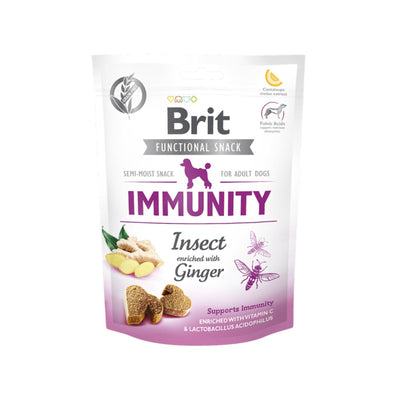 Brit Care Functional Snack Immunity, Recompense Semi-Umede pentru Caini, cu Insecte, Fara Cereale, 150g