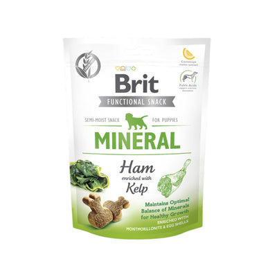 Brit Care Functional Snack Mineral, Recompense Semi-Umede pentru Caini Junior, cu Sunca, Fara Cereale, 150g