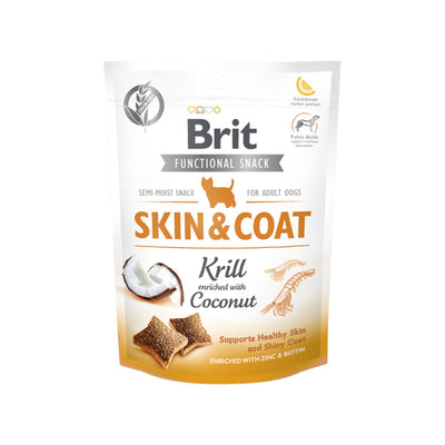 Brit Care Functional Snack Skin & Coat, Recompense Semi-Umede pentru Caini cu Krill, Fara Cereale, 150g
