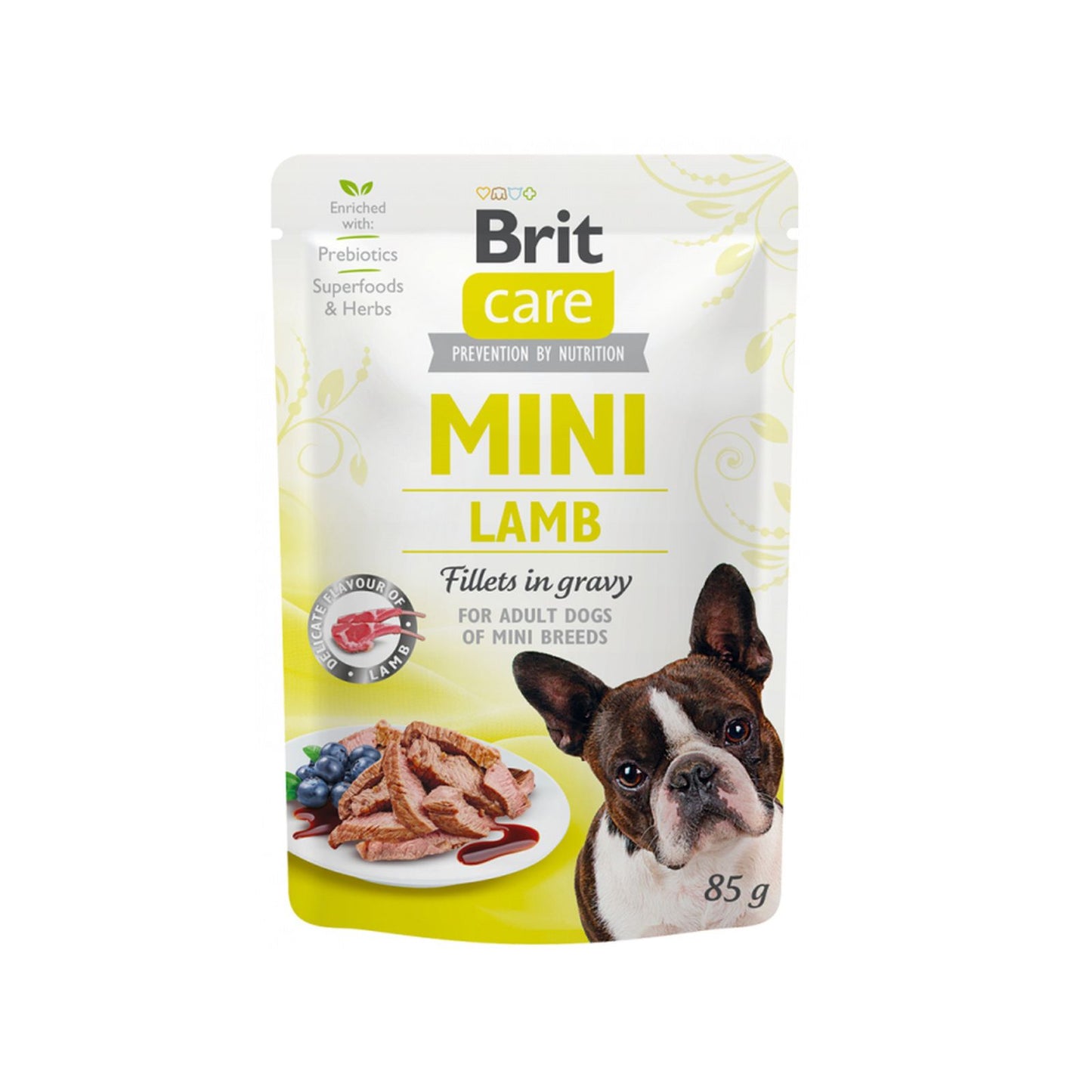 Brit Care Mini Fillets in Gravy, Hrana Umeda pentru Caini Adulti Rase Mici, cu Miel in Sos, Fara Cereale, 85g