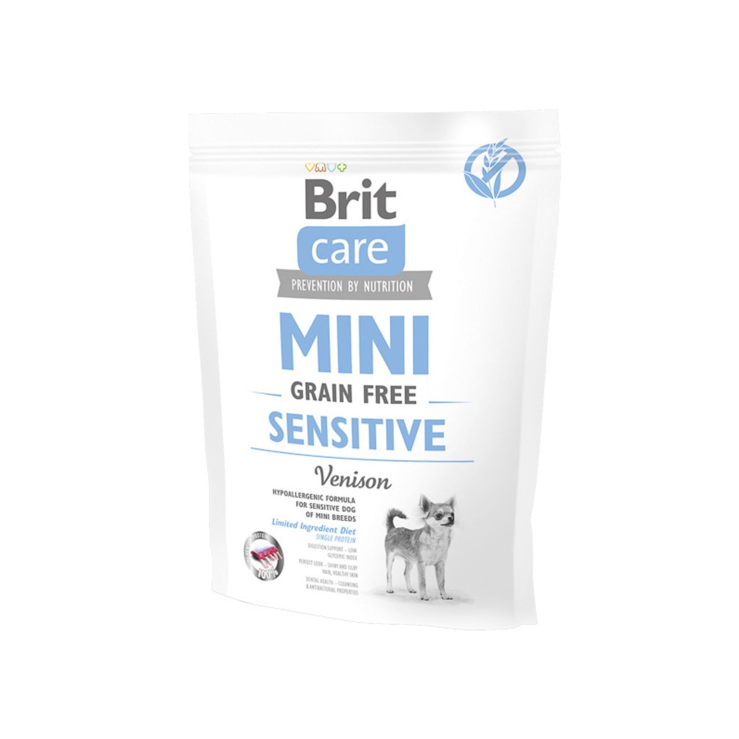 Brit Care Mini Sensitive, Hrana Uscata pentru Caini Rase Mici, cu Vanat, Hipoalergenica, Fara Cereale, 400g / 2kg / 7kg