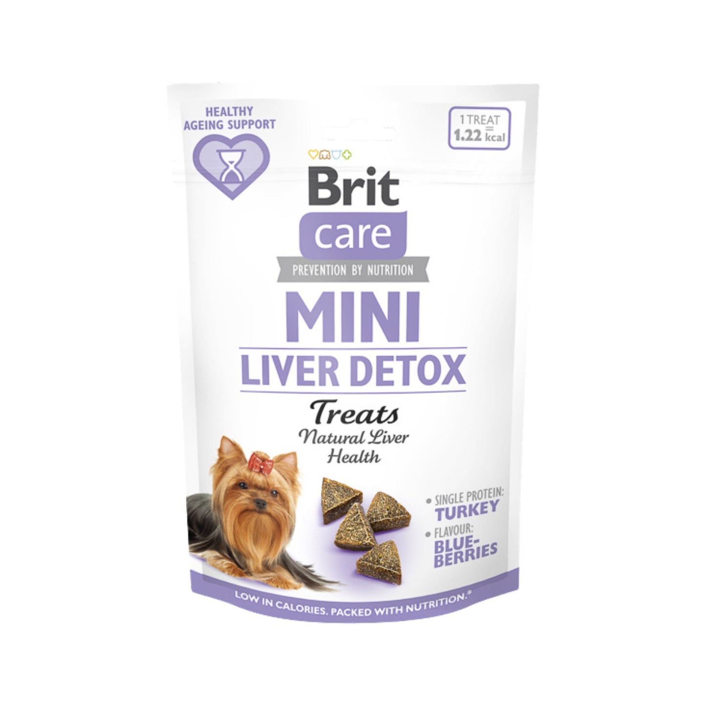 Brit Care Mini Treats Liver Detox, Recompense Semi-Umede pentru Caini Talie Mica, cu Curcan, Fara Cereale, 50g