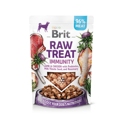 Brit Raw Treat Immunity, Recompensa si Topper Liofilizat pentru Caini, cu Miel, Pui si Armurariu, Fara Cereale, 40g