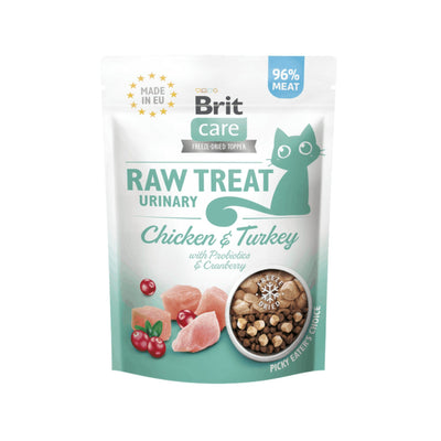 Brit Raw Treat Urinary, Recompensa si Topper Liofilizat pentru Pisici Sterilizate, cu Pui si Curcan, Fara Cereale, 40g