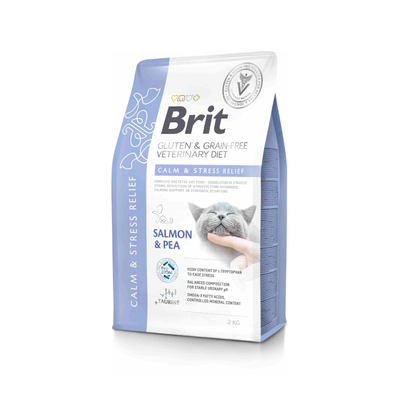 Brit Veterinary Diet Calm & Stress Relief, Hrana Uscata pentru Pisici, Calmarea si Reducerea Stresului cu Somon si Mazare, 400g / 2kg / 5kg