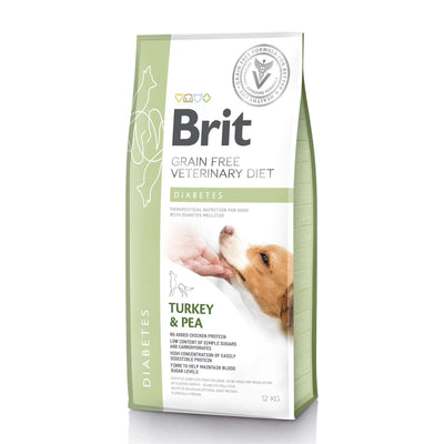 Brit Veterinary Diet Diabetes, Hrana Uscata pentru Caini, Reglarea Glucozei, cu Curcan si Mazare, 2kg / 12kg
