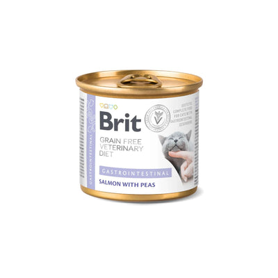 Brit Veterinary Diet Gastrointestinal, Hrana Umeda pentru Pisici, Tulburari Gastrointestinale, cu Somon si Mazare, 200g