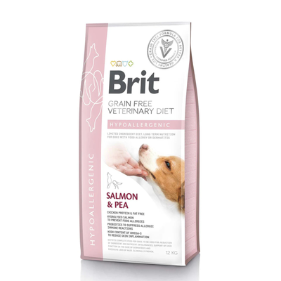 Brit Veterinary Diet Hypoallergenic, Hrana Uscata pentru Caini, Reducerea Intolerantei la Hrana, cu Somon si Mazare, 2kg / 12kg