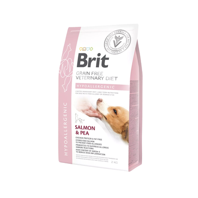 Brit Veterinary Diet Hypoallergenic, Hrana Uscata pentru Caini, Reducerea Intolerantei la Hrana, cu Somon si Mazare, 2kg / 12kg