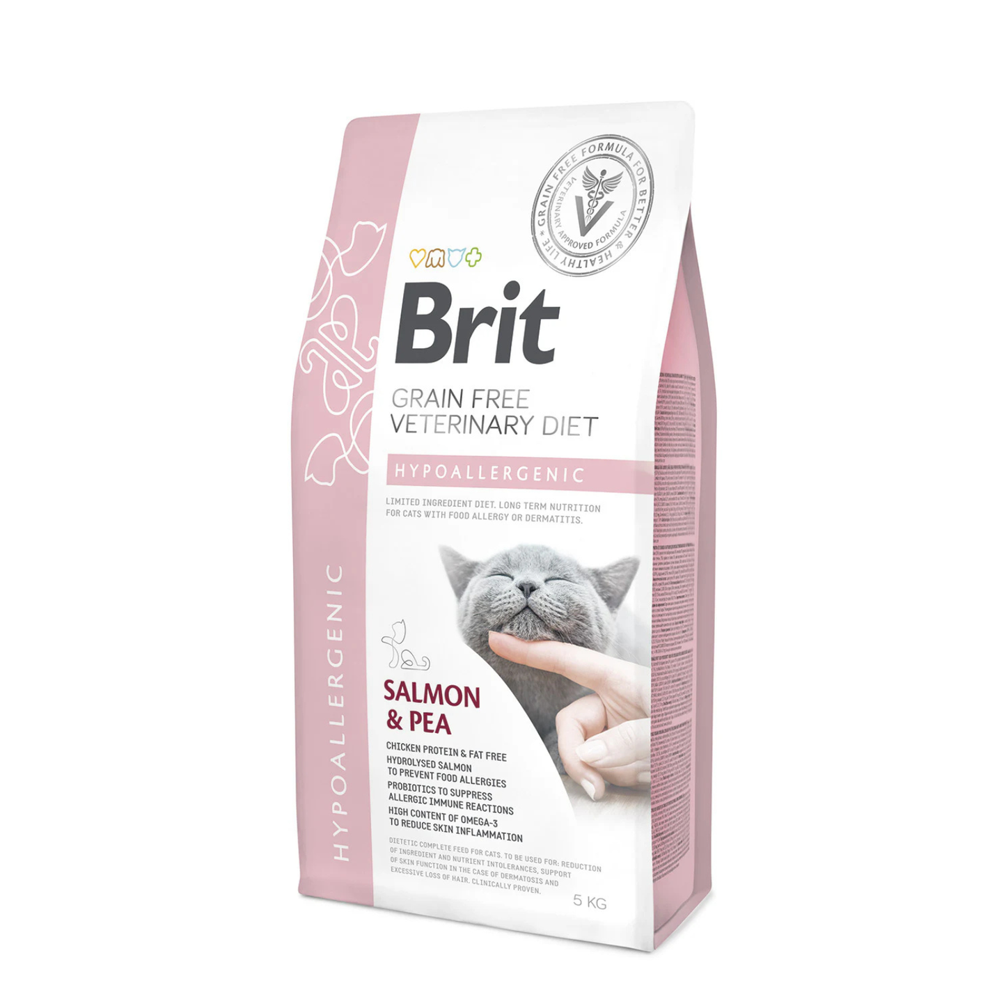 Brit Veterinary Diet Hypoallergenic, Hrana Uscata pentru Pisici, Reducerea Intolerantelor, cu Somon si Mazare 400g / 2kg / 5kg