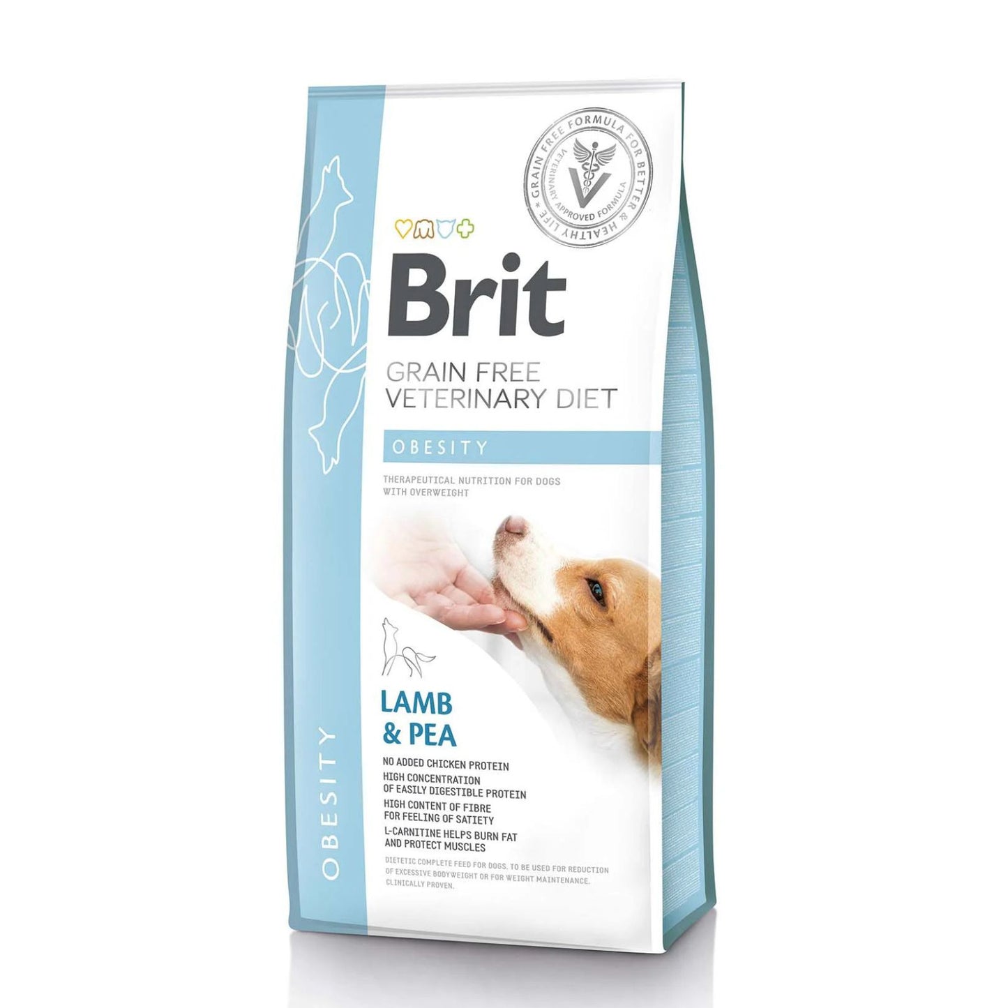 Brit Veterinary Diet Obesity, Hrana Uscata pentru Caini, Reducerea Greutatii si Controlul Obezitatii, cu Miel si Mazare, 2kg / 12kg