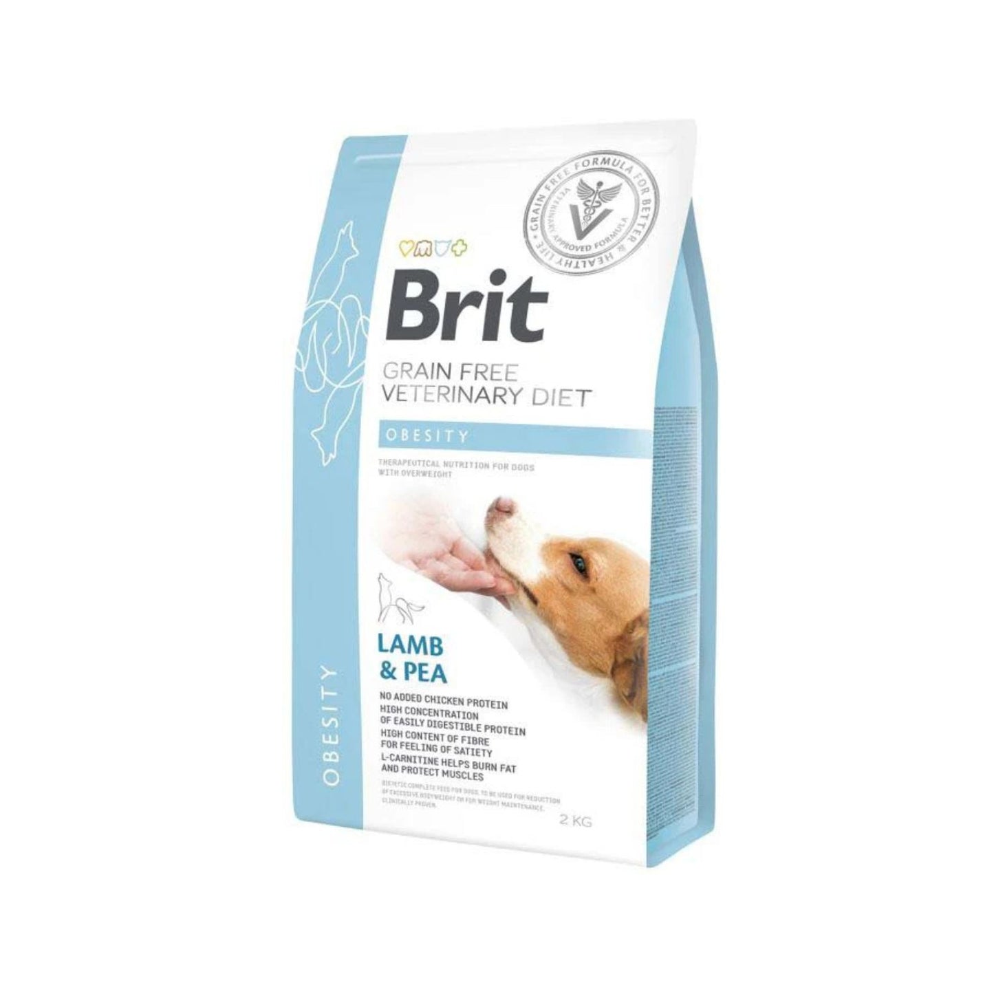 Brit Veterinary Diet Obesity, Hrana Uscata pentru Caini, Reducerea Greutatii si Controlul Obezitatii, cu Miel si Mazare, 2kg / 12kg