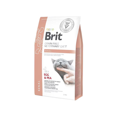 Brit Veterinary Diet Renal, Hrana Uscata pentru Pisici, Sustinerea Functiei Renale, cu Oua si Mazare, 400g / 2kg / 5kg