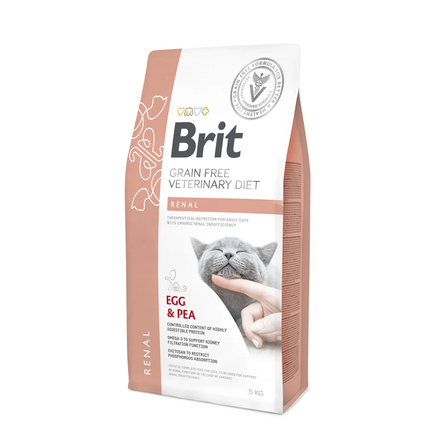 Brit Veterinary Diet Renal, Hrana Uscata pentru Pisici, Sustinerea Functiei Renale, cu Oua si Mazare, 400g / 2kg / 5kg