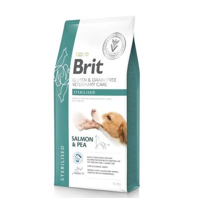 Brit Veterinary Diet Sterilised, Hrana Uscata pentru Caini Sterilizati, Controlul Greutatii, cu Somon si Mazare, 2kg / 12kg