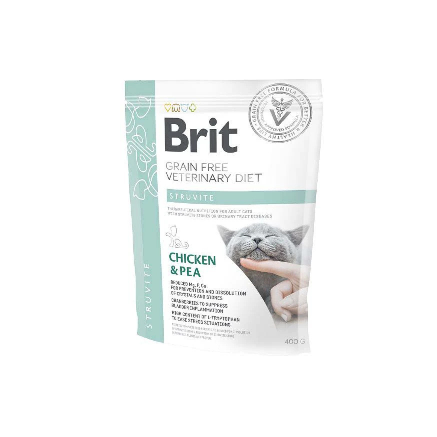 Brit Veterinary Diet Struvite, Hrana Uscata pentru Pisici, Reducerea recurentei struvitilor, cu Pui si Mazare, 400g / 2kg / 5kg