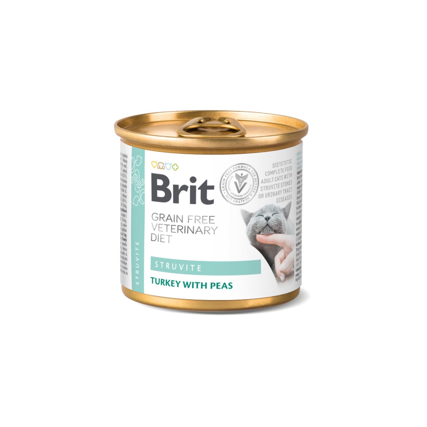 Brit Veterinary Diet Struvite, Hrana umeda pentru Pisici, Reducerea recurentei struvitilor,  cu Curcan si Mazare, 200g