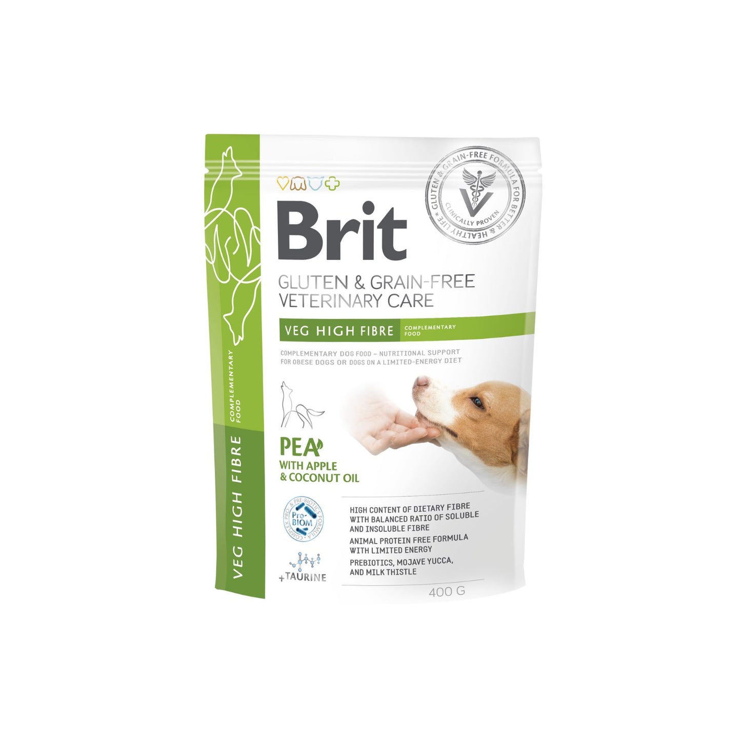 Brit Veterinary Diet Veg High Fibre, Hrana Complementara pentru Caini, Controlul Greutatii si Digestie, 400g / 2kg