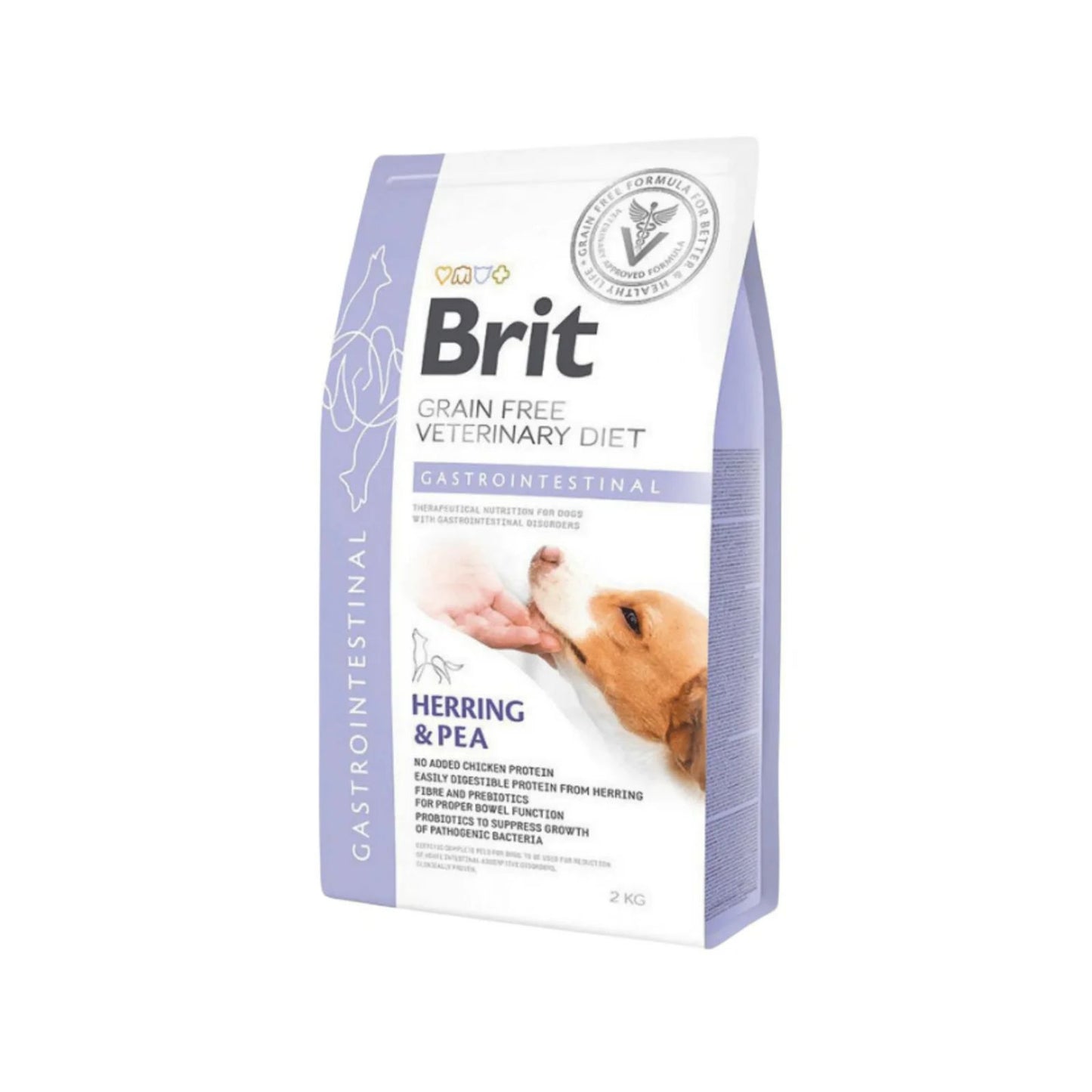 Brit Veterinary Diet Gastrointestinal, Hrana Uscata pentru Caini, Reducerea Tulburarilor Intestinale, cu Hering si Somon, 2kg / 12kg