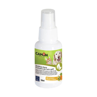 Camon Spray Dentar cu Enzime pentru Caini si Pisici, cu Ananas si Papaya, Anti-Placa Bacteriana, Respiratie Proaspata, 50ml