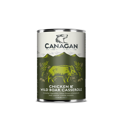 Canagan Chicken & Wild Boar Casserole, Hrana Umeda Ultra Premium pentru Caini cu Pui si Mistret, 400g