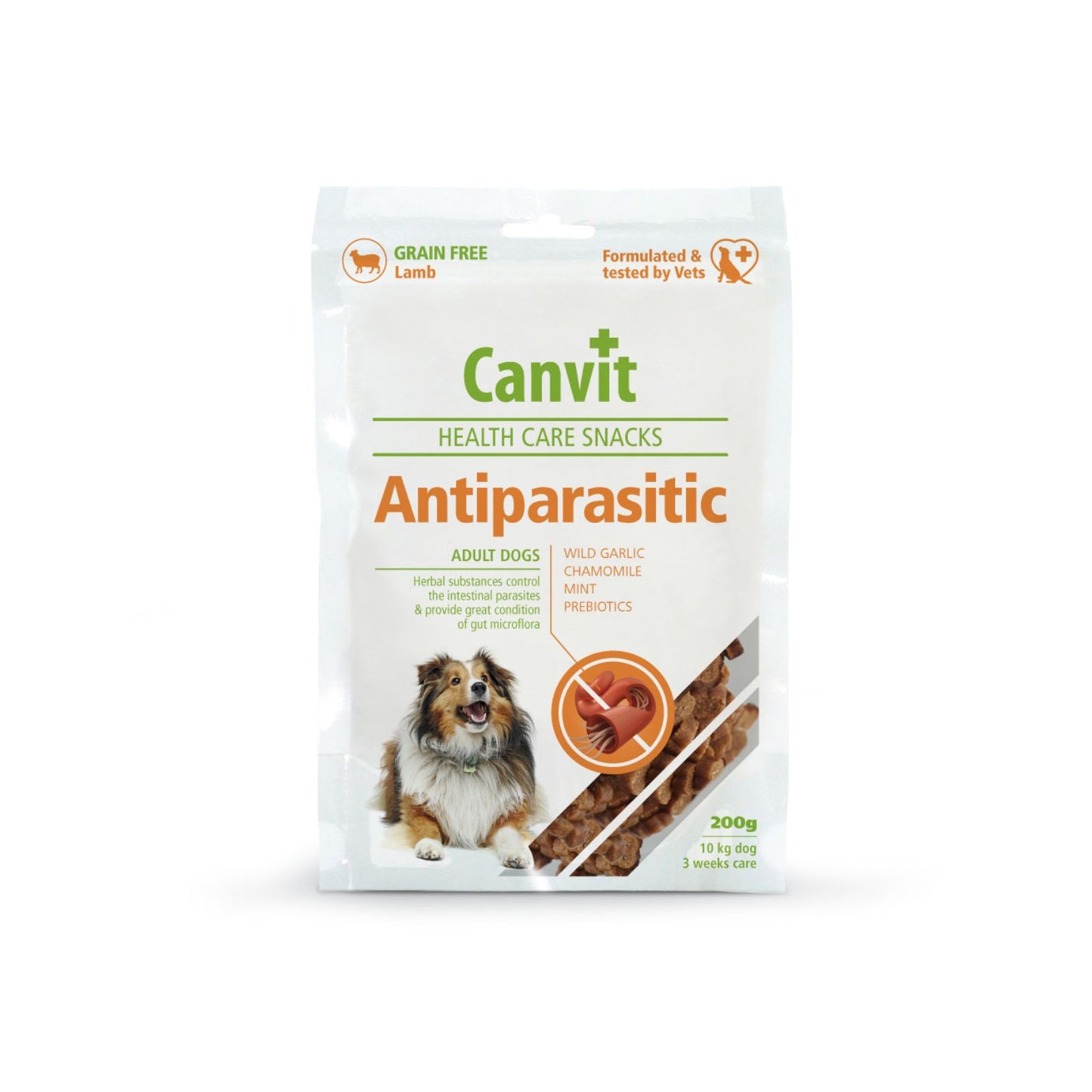 Canvit Antiparasitic Snack - Recompense Functionale pentru Sanatatea Intestinala si Controlul Parazitilor, Grain Free, 200g