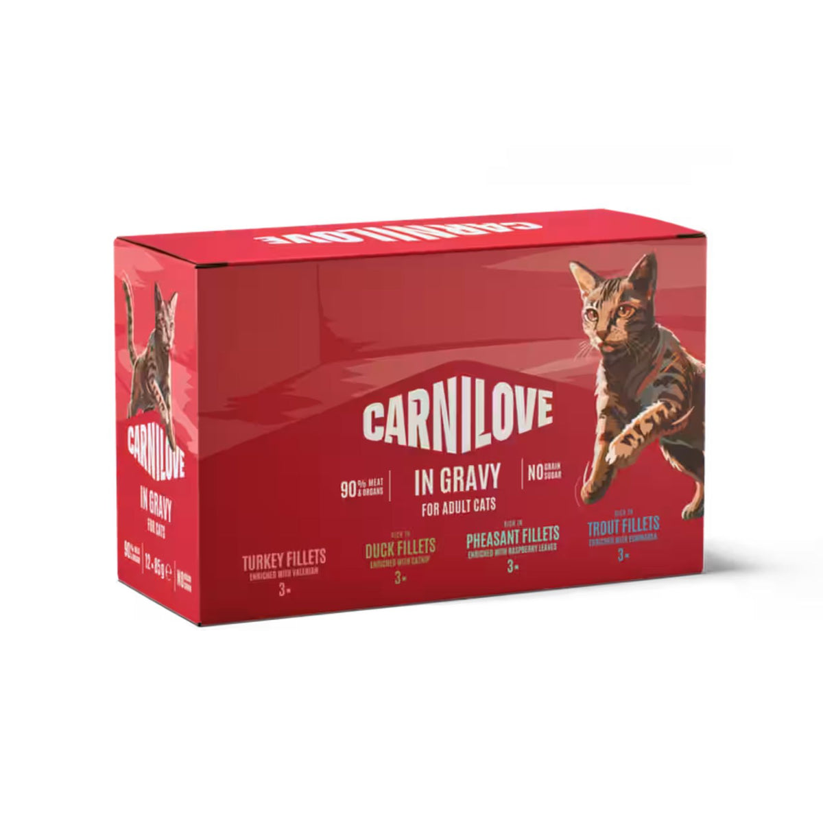 Carnilove Gravy Pouch, Hrana Umeda Pisici Adult, Fileuri in Sos Pachet Mixt 4 Sortimente, Fara Cereale, 12x85g