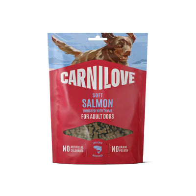 Carnilove Semi-Moist Snack, Recompense Semi-Umede pentru Caini, cu Somon si Cimbru, Fara Cereale, 200g