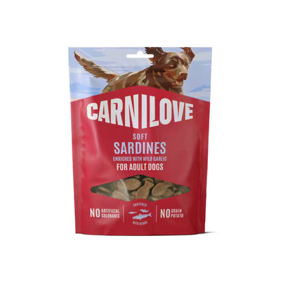 Carnilove Semi-Moist Snack, Recompense Semi-Umede pentru Caini, cu Sardine si Leurda, Fara Cereale, 200g