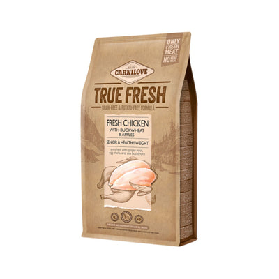 Carnilove True Fresh Chicken Senior & Healthy Weight, Hrana Uscata pentru Caini Senior, cu Pui Proaspat si Hrisca, Controlul Greutatii, Fara Cereale, 1.4kg / 4kg